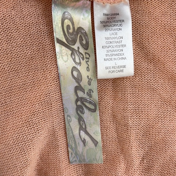 Live To Be Spoiled Cardigan Sweater Zip Up Size L - Picture 9 of 9